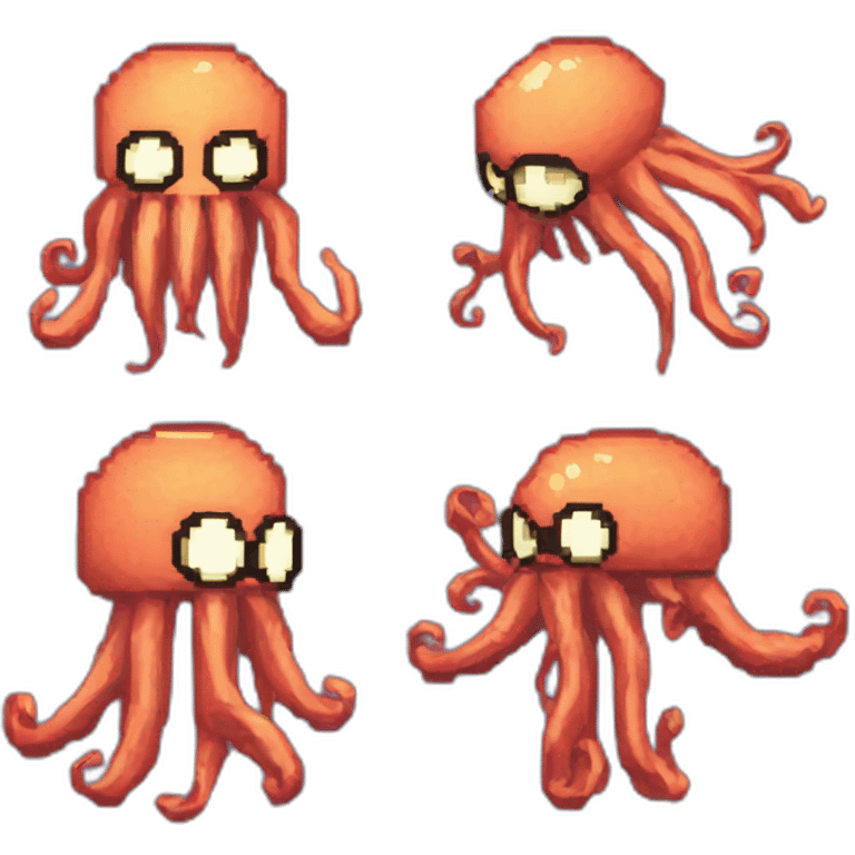 8-bit pixelart of angry human-like squid; Stardew Valley emoji