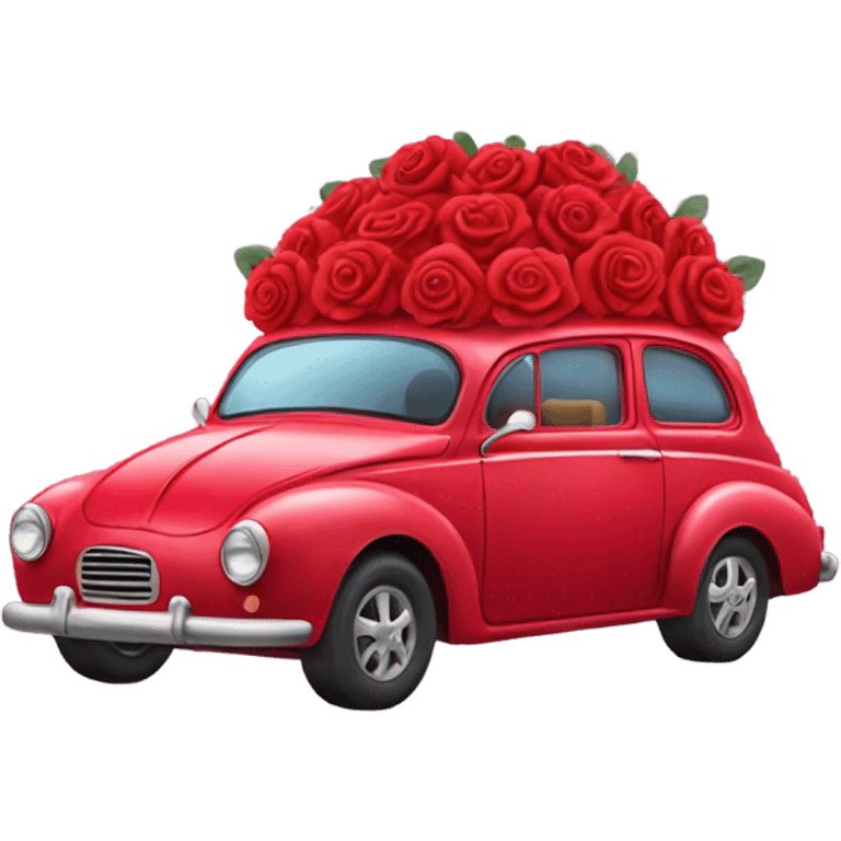 red car in the trunk many roses emoji