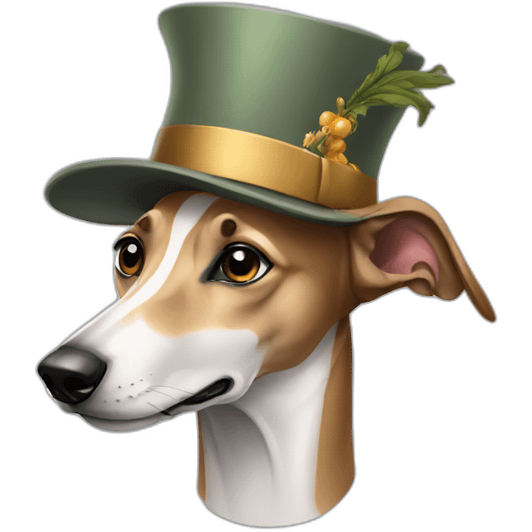 greyhound with hat emoji