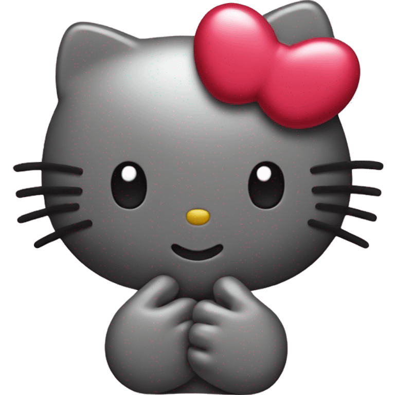 hello kitty with a heart hand emoji