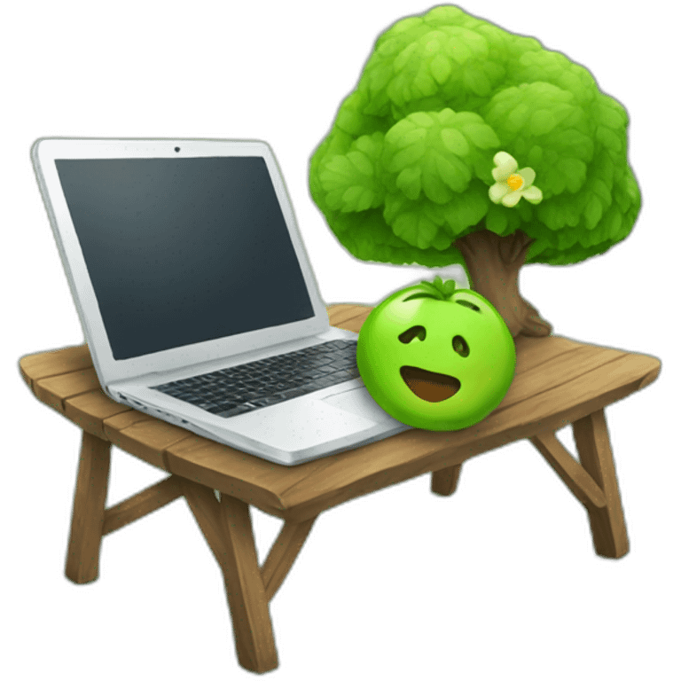 Loving Nature using laptop emoji