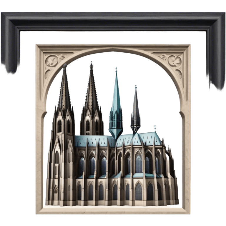 Cinematic Realistic Cologne Cathedral Landmark Emoji, showcasing Gothic architecture rendered with detailed stone textures and majestic, dynamic lighting. emoji