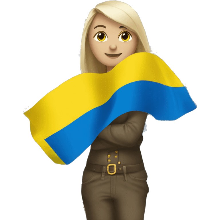 dunkelhaarige Frau mit ukrainischer Flagge emoji