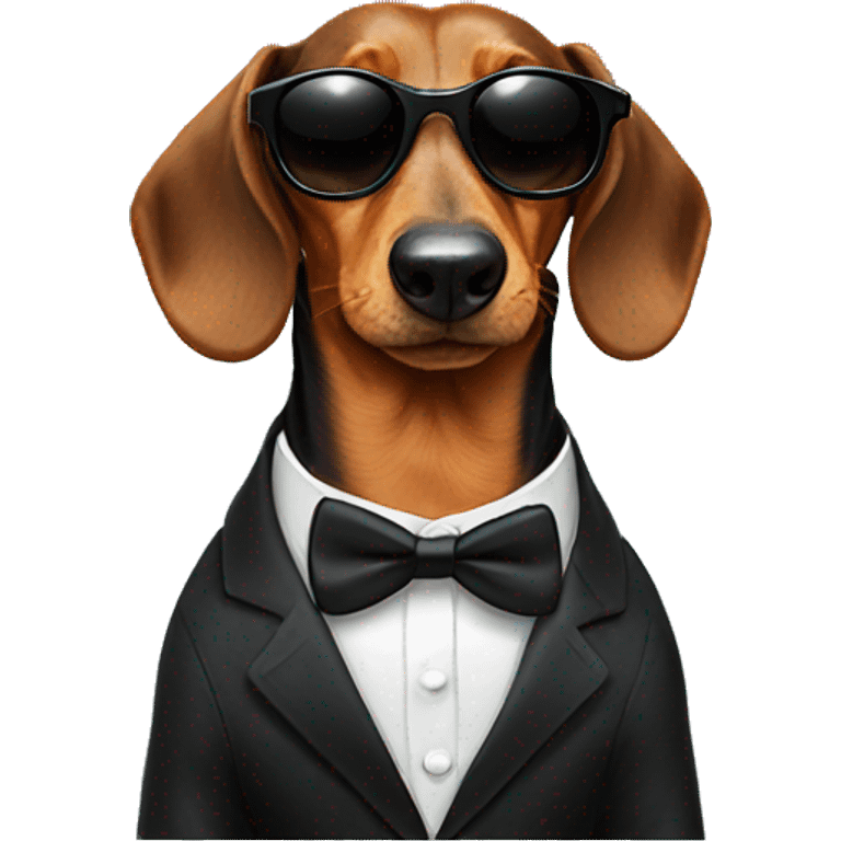 Daschund with sunglasses in a tuxedo emoji