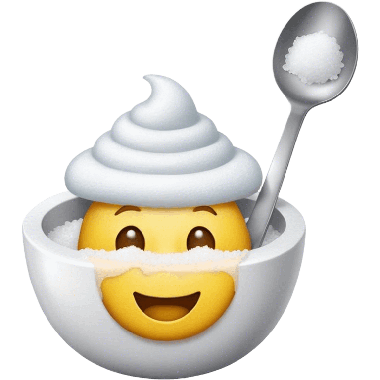 Happy emoji with a spoon full of salt and a lighter beneath the spoon emoji