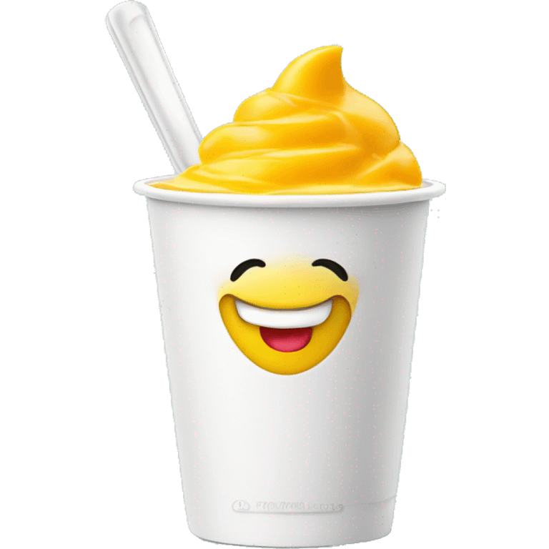 Mango frozen yogurt in white cup emoji