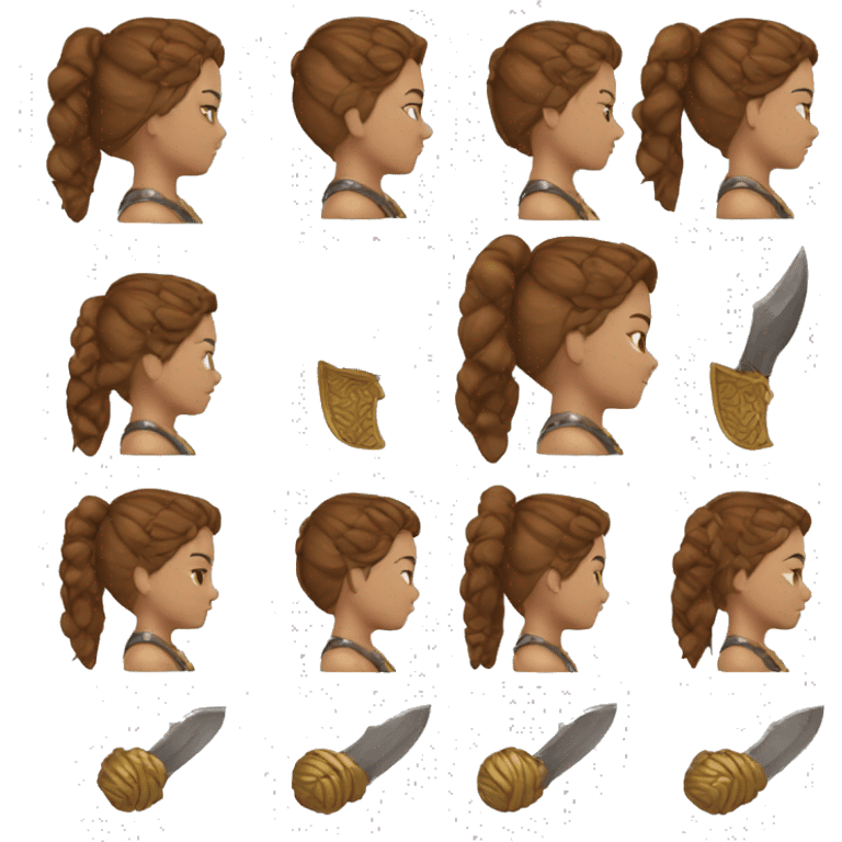 Girl gladiator with braided brown hair and sunglasses emoji