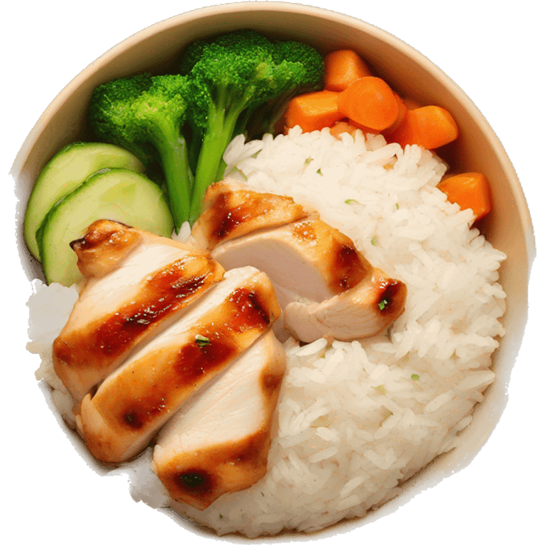 chicken breast and veggies with rice bowl emoji