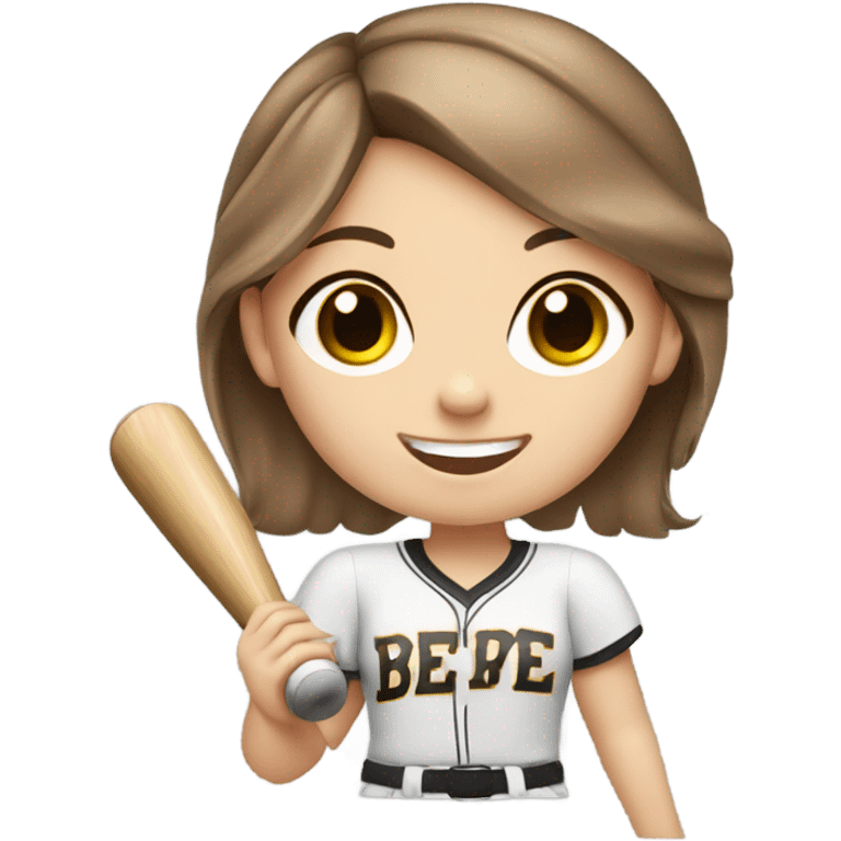 white girl  brown hair little girl playing softball  emoji