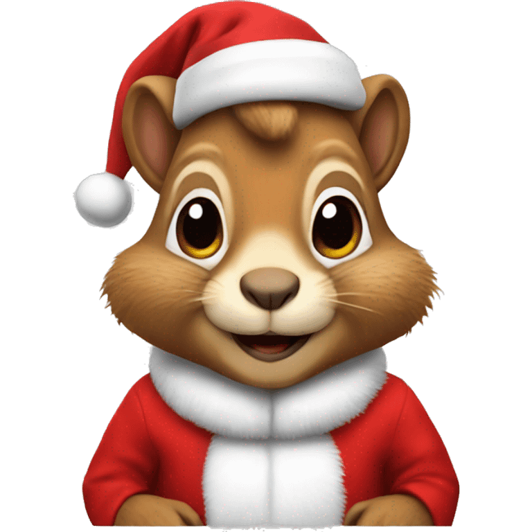 Squirrel in a Santa Claus suit emoji