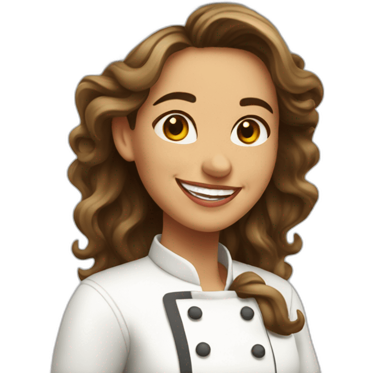 happy spanish woman chef long wavy hair emoji