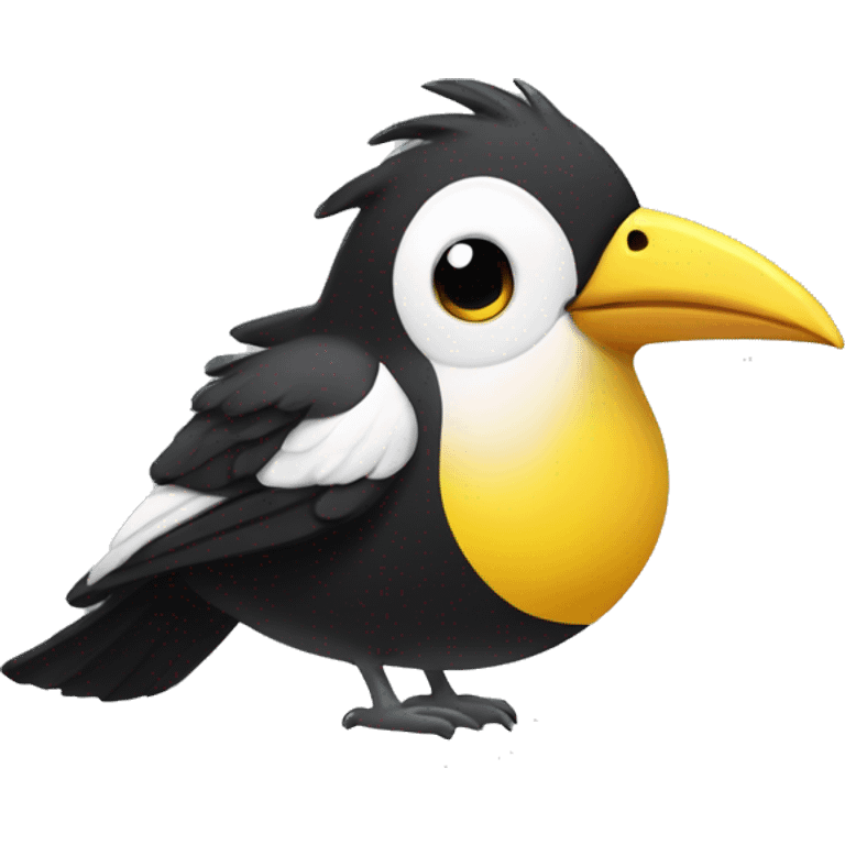 Black and white bird with double yellow beak emoji