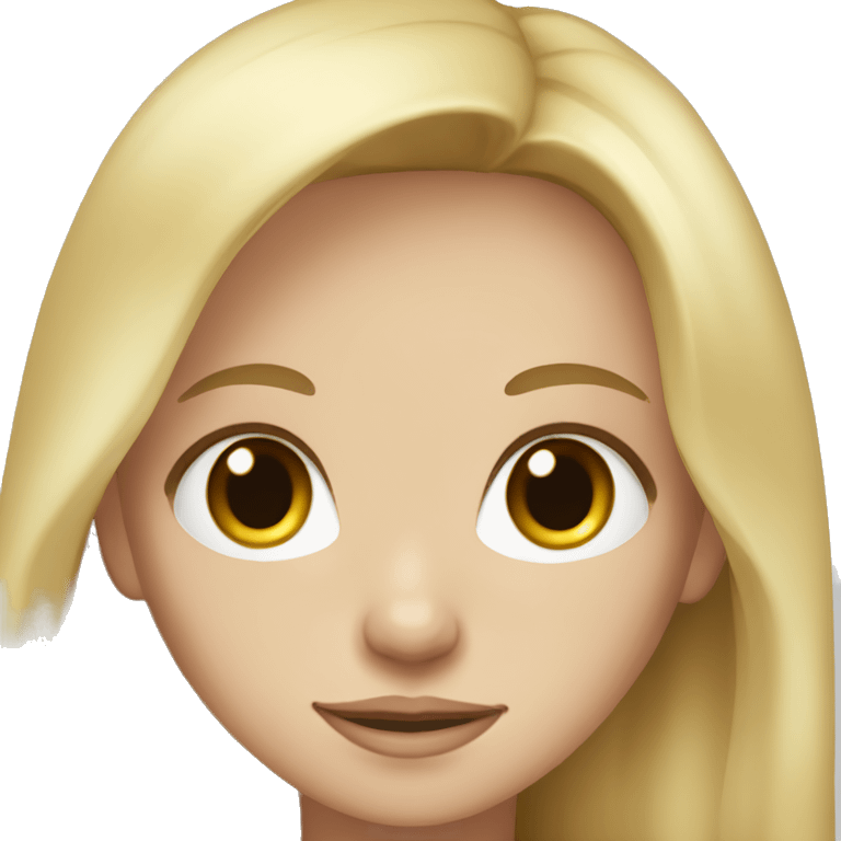 Girl with blond long hair and brown eyes with white skin emoji