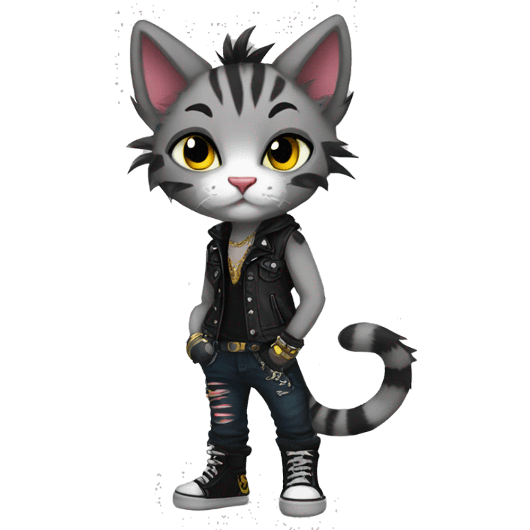 Anthro Punk Feline Full body emoji