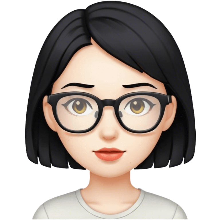 gamer, black hair girl with glasses emoji