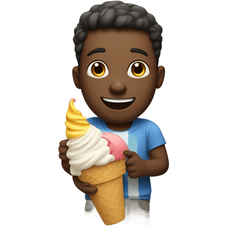 Short guy eating ice cream out of a container emoji