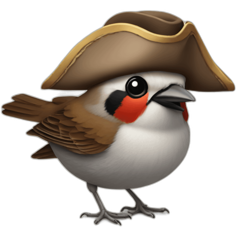 Sparrow, pirate hat emoji