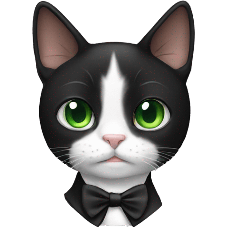 Tuxedo cat with green eyes emoji