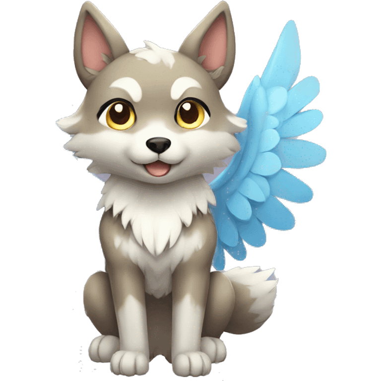 Kawaii Cute Winged Wolf-Pokémon full body emoji