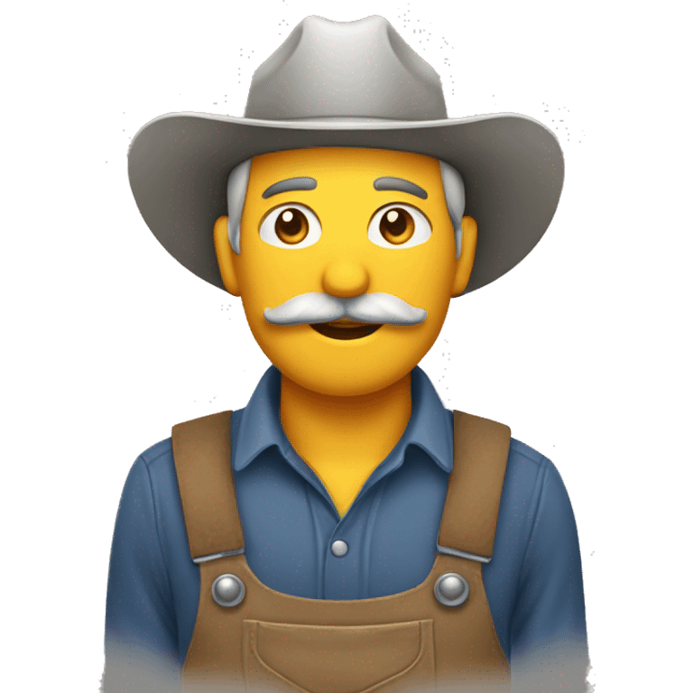 Farmer gray mustache wearing cap with  emoji