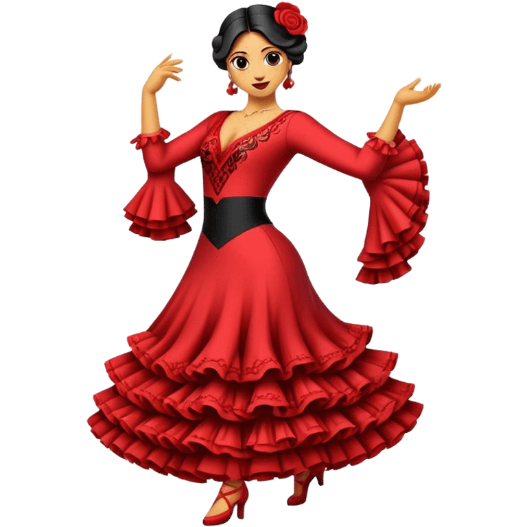 Cinematic Realistic Flamenco Pop Culture Emoji, featuring an expressive portrayal of traditional Spanish dance rendered with dynamic textures and passionate, vibrant lighting. emoji