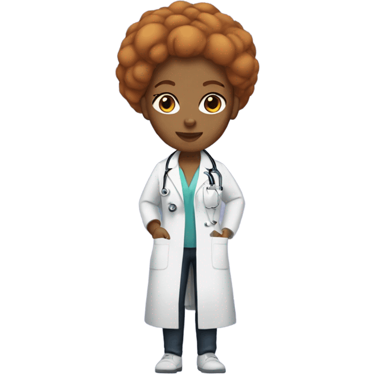 Full body black lightskin  woman doctor with ginger hair  emoji