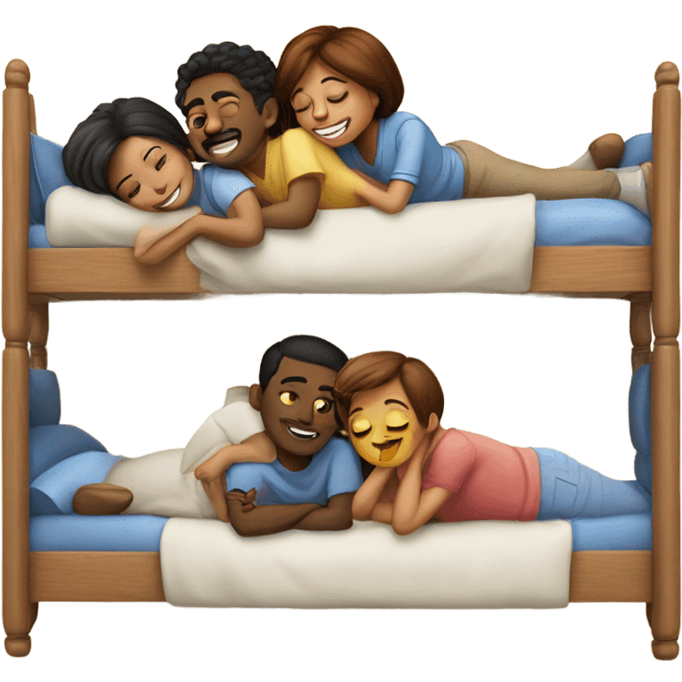 5 people in upper bunk bed  emoji