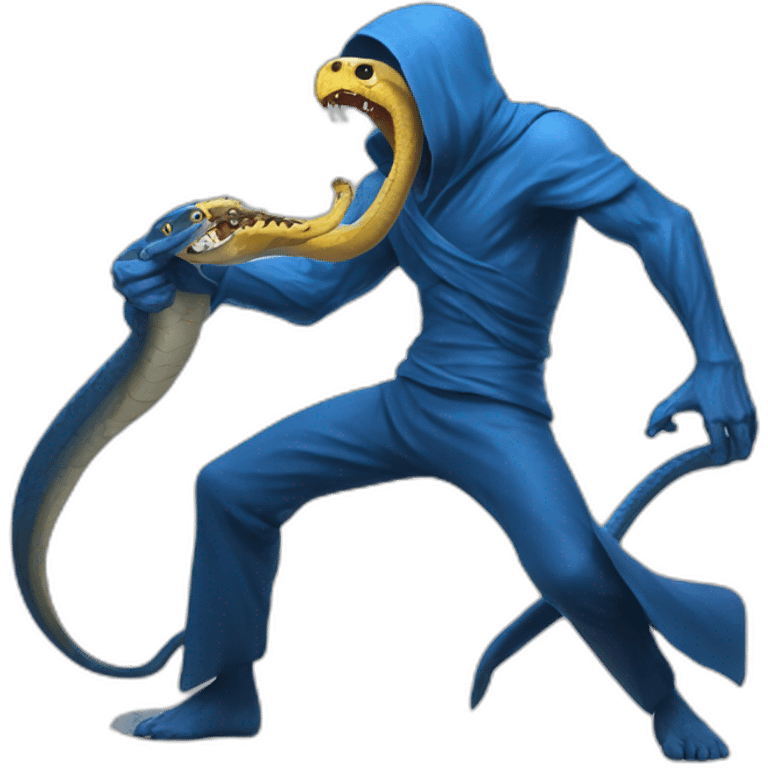 blue reaper fighting with a python emoji