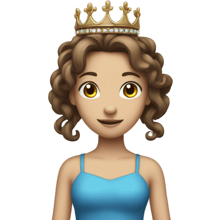 Girl with brown hair and blue dress and tentacles on her back and a tiara on her head emoji