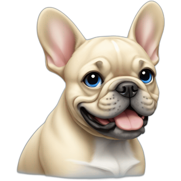 blond French bulldog with a blue muzzle emoji