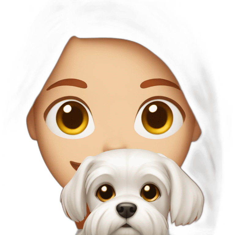 Red-haired girl with Maltese dog emoji