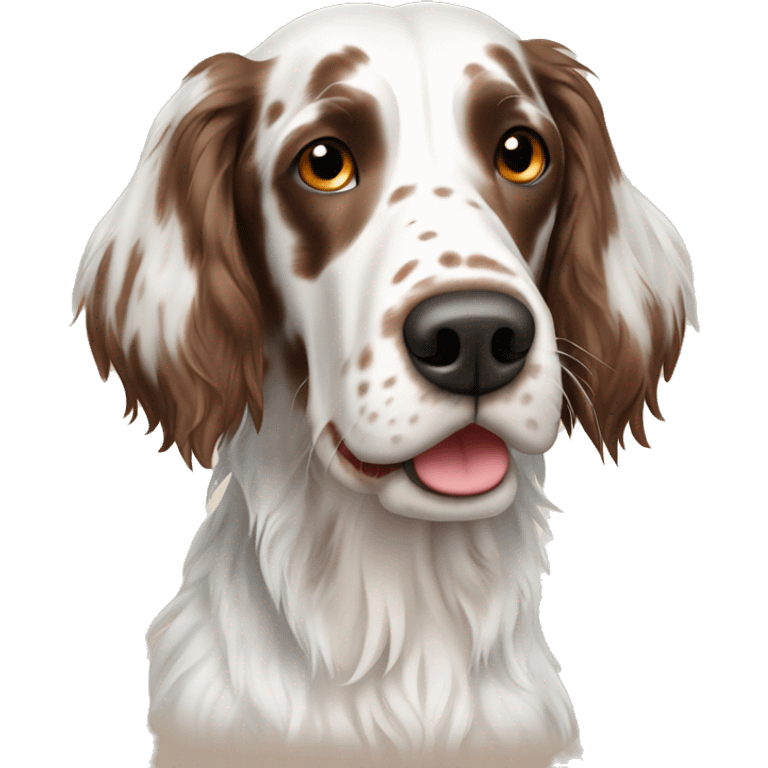 Goofy White and Brown english setter with Brown ear  emoji