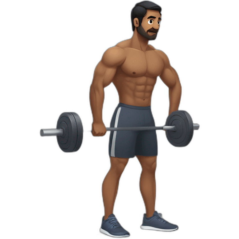 Indian man doing workouts in proper gym emoji