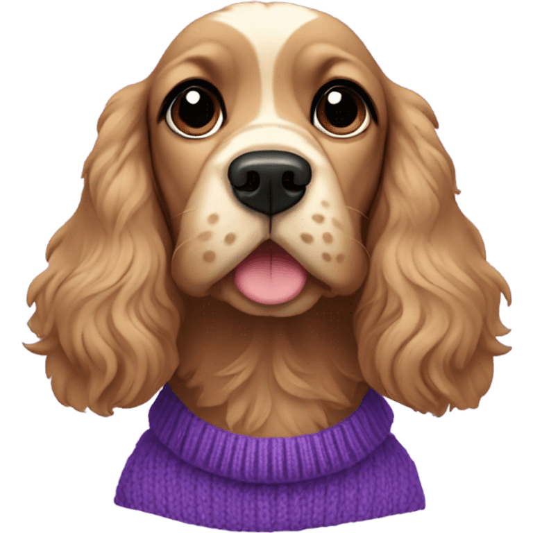 Cocker spaniel in purple sweater emoji