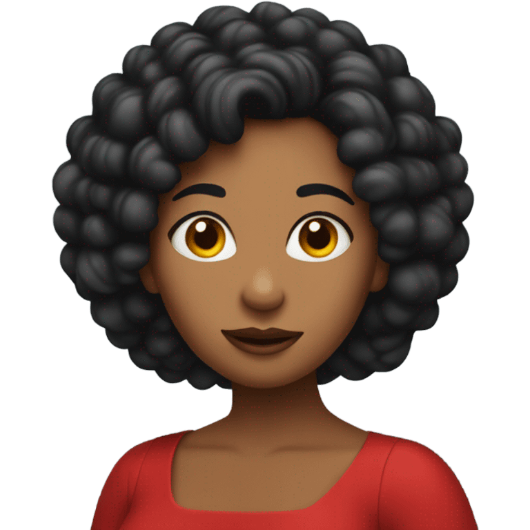 Woman, Black matted hair, red dress, worms emoji