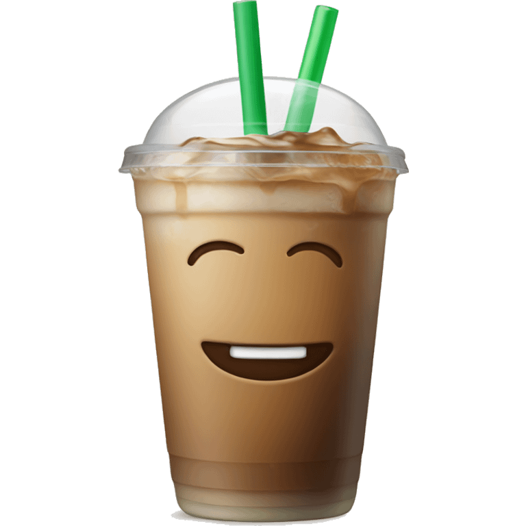 iced coffee in a cup with a green straw  emoji