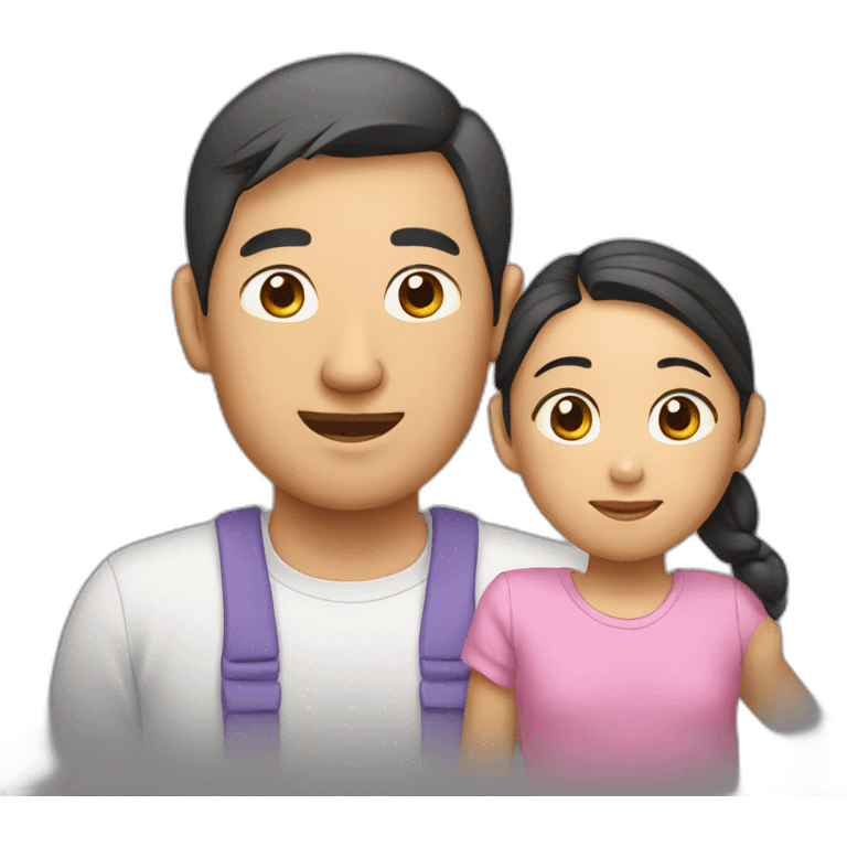 An Asian dad with his daughter  emoji