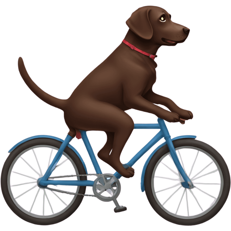 Chocolate lab riding a bike emoji