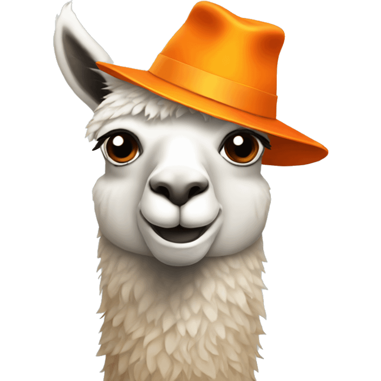 llama wearing a orange hat emoji