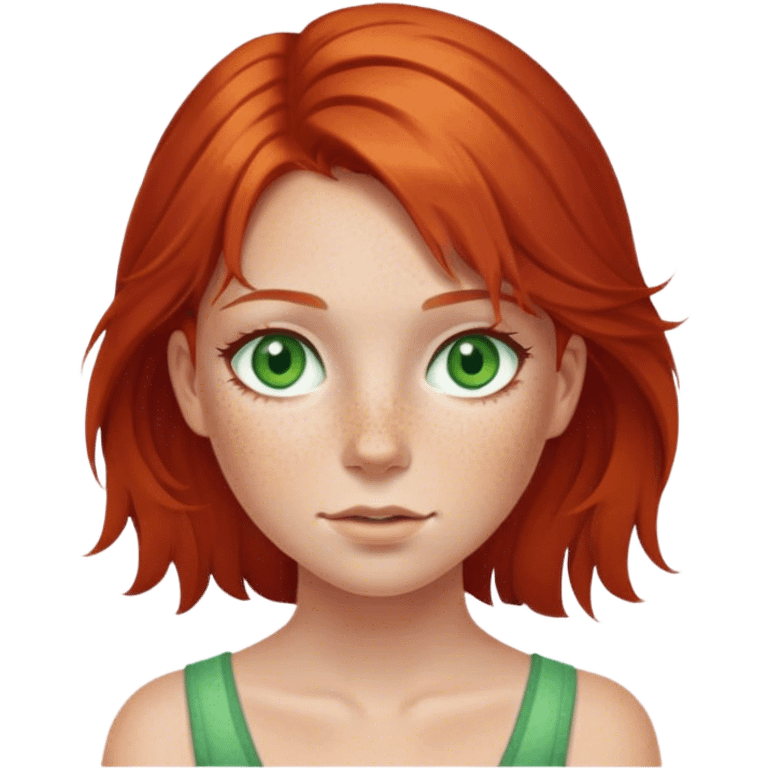 red haired girl with freckles and green eyes emoji