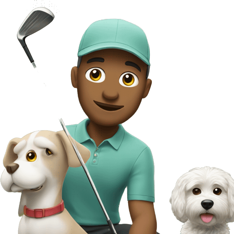 Me at golf course with dog emoji