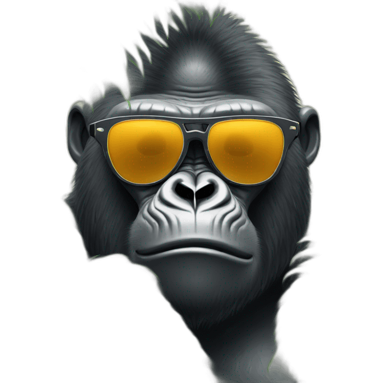 funny big Gorilla with sunglasses chilling under palms  emoji