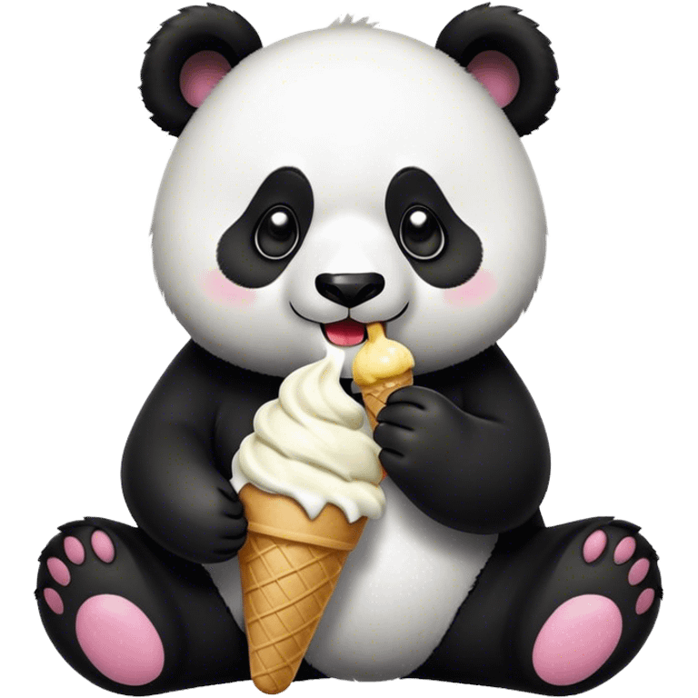 Panda eating ice cream emoji