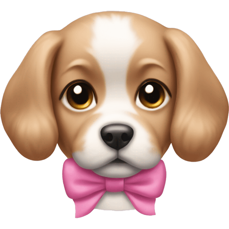 A puppy with pink bows emoji