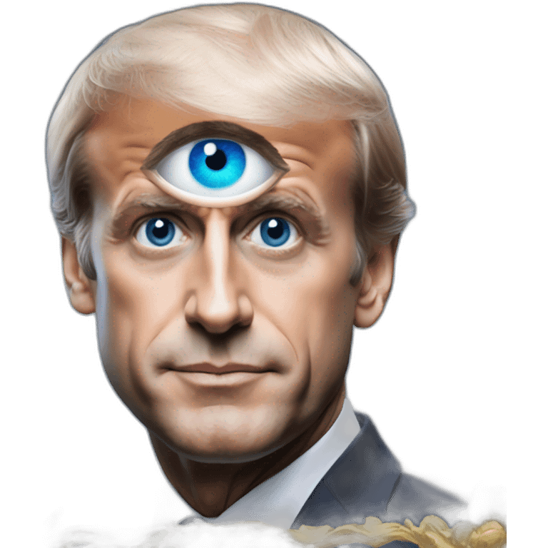 president macron with a third eye emoji