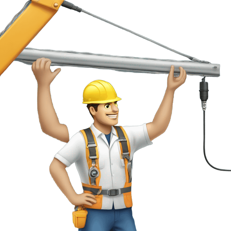 Engineer fixing overhead cable  emoji