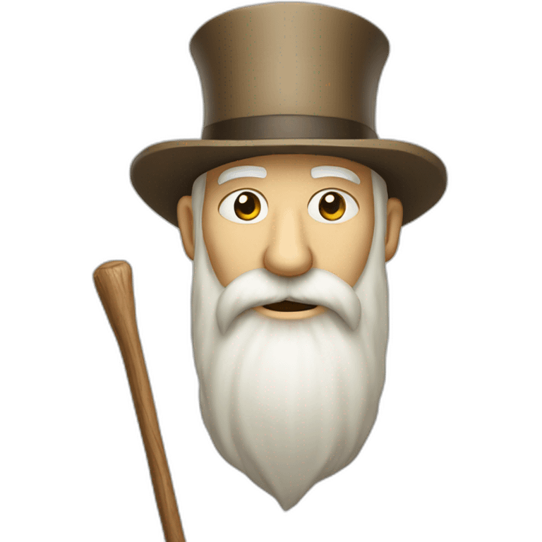 old, white long beard, wooden stick, front shot emoji