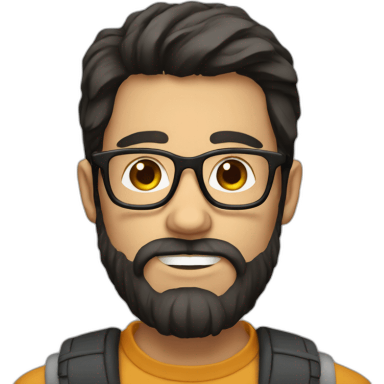 dark haired nerd with beard and glasses emoji