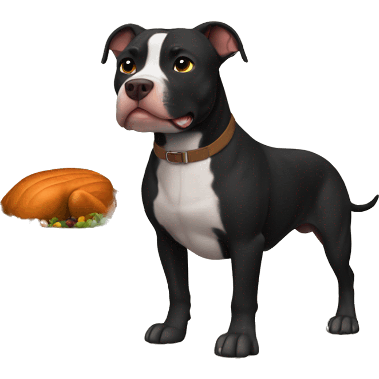 Black pitbull on Thanksgiving emoji