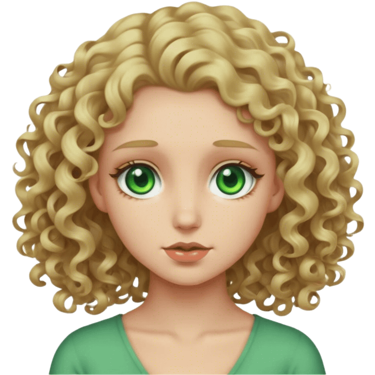 pale dark blonde curly girl with green eyes emoji